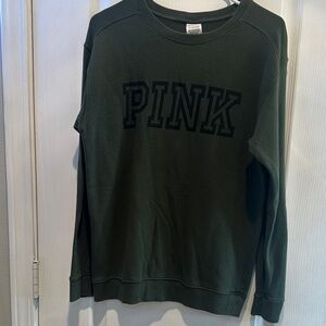 PINK Victoria's Secret Dark Green Crew Neck Sweater